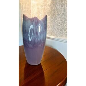 Rare Royal Haegar 12 Inch Tall Purple Vase With Blue Drip Glaze R 1702